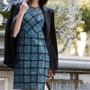 Elie Tahari Mosaic Tile Sleeveless Sheath Dress